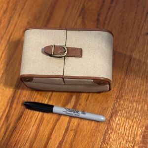 Pottery barn Tan and Brown Canvaswith Buckle bi-fold travel jewelry case